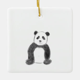 Adorno De Cerámica Esbozo de panda blanco y negro