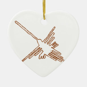 Adorno De Cerámica Esbozo del colibrí de líneas de Nasca