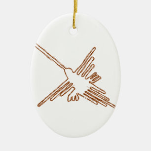 Adorno De Cerámica Esbozo del colibrí de líneas de Nasca