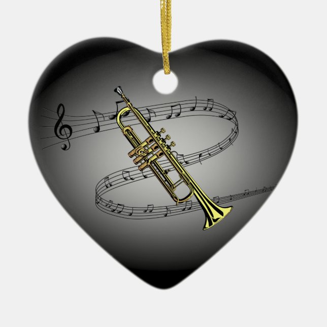 Adorno De Cerámica Escala musical Trump ~ negro ~ fondo gris (Frente)