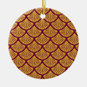 Adorno De Cerámica Escalas de sirenas Art Deco - Magenta