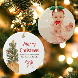 Adorno De Cerámica Escándalo ruso bow foto árbol de Navidad boho