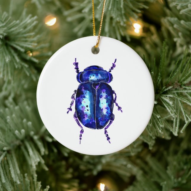 Adorno De Cerámica Escarabajo azul y púrpura (Árbol)