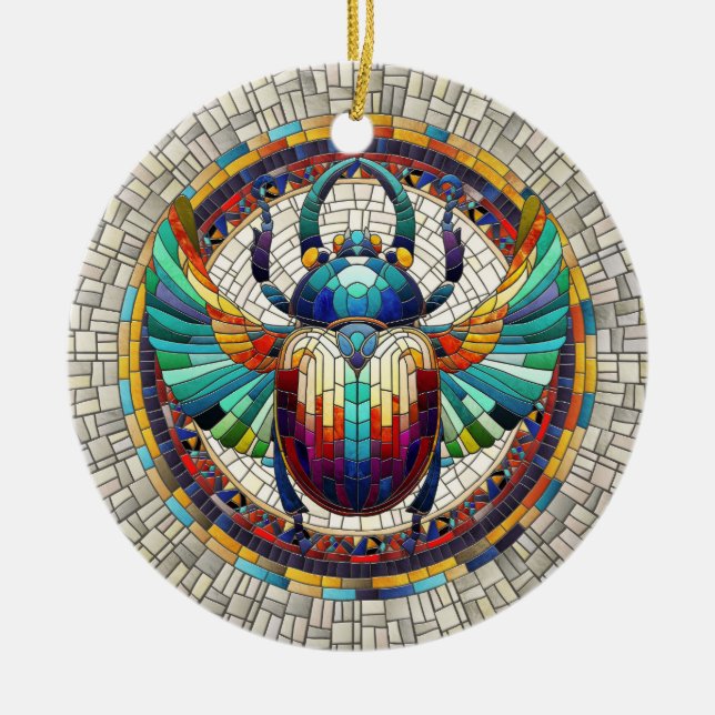Adorno De Cerámica Escarabajo egipcio Scarab - Arte Mosaico (Frente)