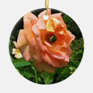 Adorno De Cerámica Escarabajo en una Rosa
