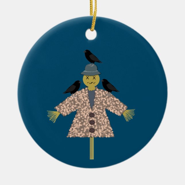 Adorno De Cerámica Escarecrow de paja de Halloween y Personalizado de (Frente)