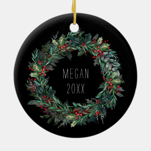 Adorno De Cerámica Escena de invierno personalizada para Navidades co (Atrás)