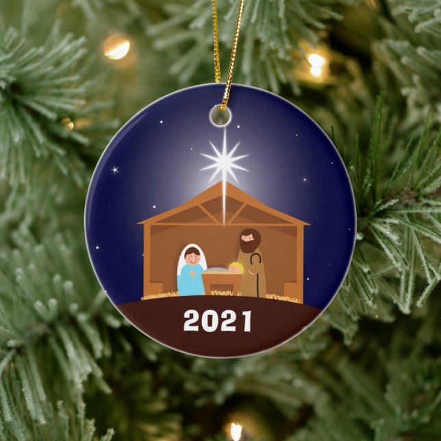 Adorno De Cerámica Escena de la natividad 2021 (Árbol)