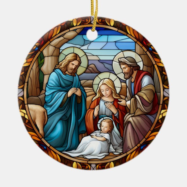 Adorno De Cerámica Escena de la Natividad de los navidades (Frente)