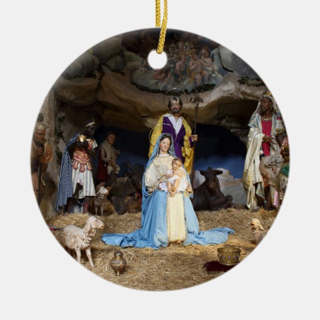 Adorno De Cerámica Escena de la Natividad de los Navidades Antiguos (Frente)