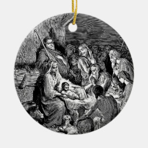 Adorno De Cerámica Escena de la Natividad de Navidades ilustrados
