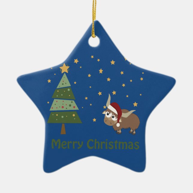 Adorno De Cerámica Escena de Navidades de Santa Yak (Frente)