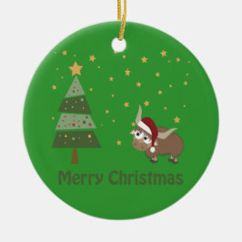 Adorno De Cerámica Escena de Navidades de Santa Yak