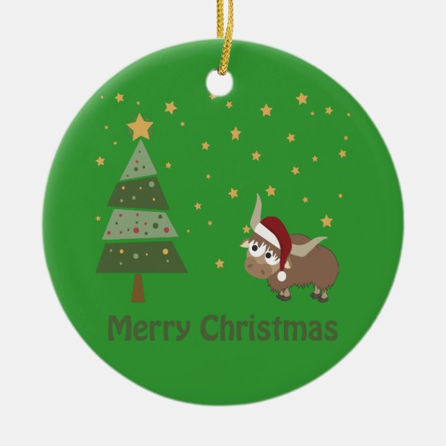 Adorno De Cerámica Escena de Navidades de Santa Yak (Frente)