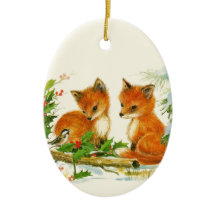 Escena de Navidades Retro de zorros de época