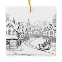 Escena de nieve de pueblo personalizada de Navidad