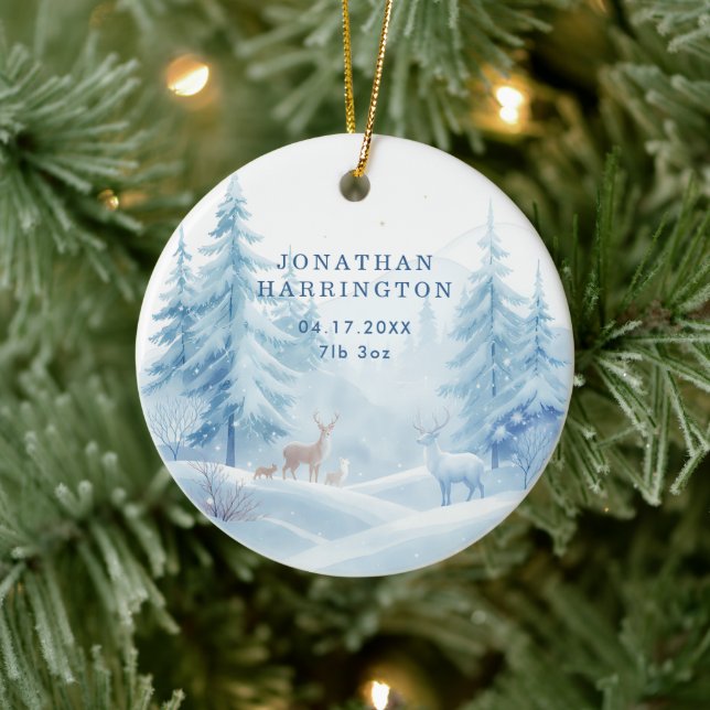 Adorno De Cerámica Escena de nieve Primera foto del bebé de Navidad (Árbol)