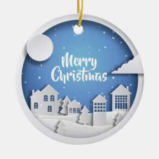 Adorno De Cerámica Escena de papel del invierno del recorte