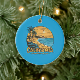 Adorno De Cerámica Escena de playa retropuesta de sol de California