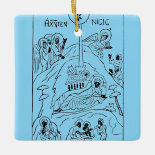 Adorno De Cerámica Escena mínima de la natividad ortodoxa