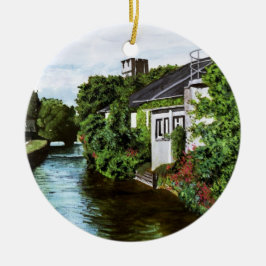 Adorno De Cerámica Escénica vista del canal de la ciudad de Galway Ir