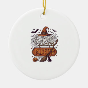 Adorno De Cerámica Escoba aparcamiento bruja Halloween sombrero palo 