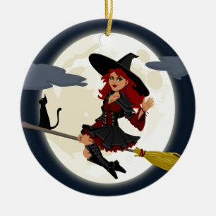 Adorno De Cerámica escoba de escobas brujas