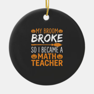 Adorno De Cerámica Escoba de Halloween de profesor de matemáticas div