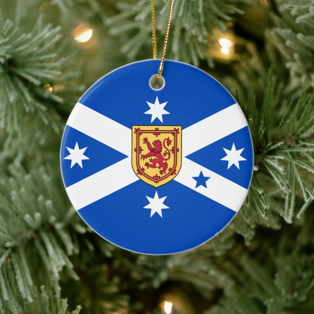 Adorno De Cerámica Escocia Australiana (Bandera del Patrimonio) Nombr (Árbol)