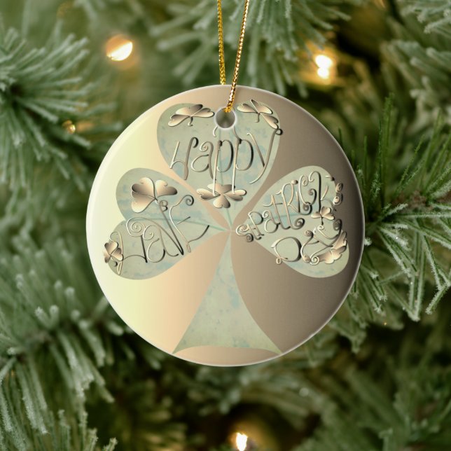 Adorno De Cerámica Escrito por mano "Have a Happy St. Patrick's" (Árbol)