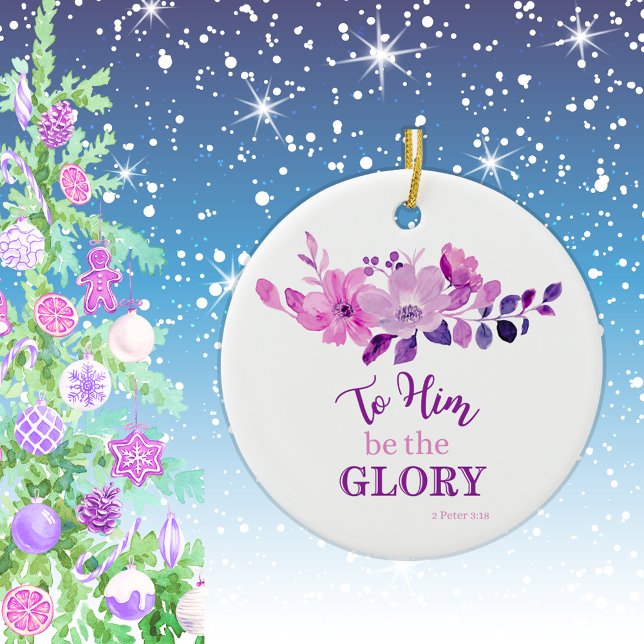 Adorno De Cerámica Escritura cristiana púrpura cita floral (Subido por el creador)