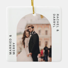Adorno De Cerámica Escritura minimalista con fotos casadas y merry el