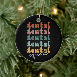 Adorno De Cerámica Escuadrón dental retro   Equipo dental   Personal 