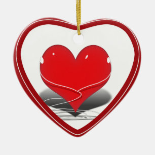 Adorno De Cerámica Escucho (Corazón Rojo)