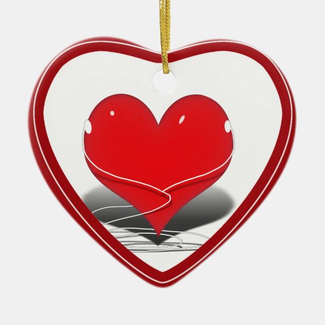 Adorno De Cerámica Escucho (Corazón Rojo) (Frente)
