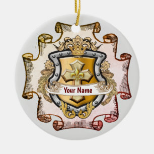 Adorno De Cerámica Escudo de Apellido Cristos Cruz