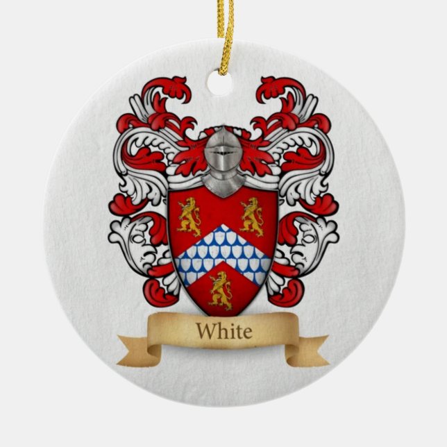 Adorno De Cerámica escudo de armas blanco de apellido (Frente)