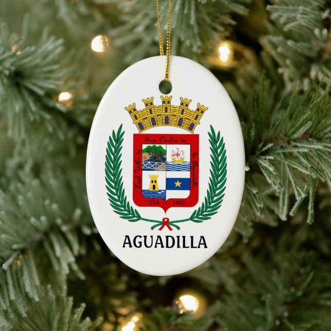 Adorno De Cerámica Escudo de armas de Aguadilla, Puerto Rico (Árbol)