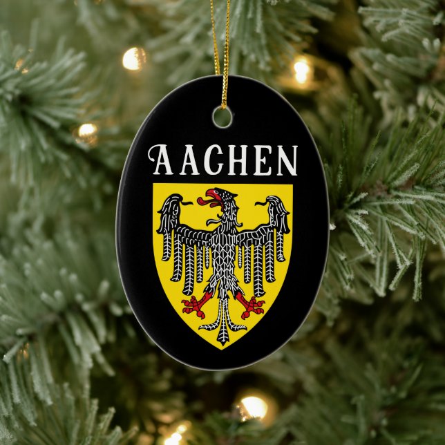 Adorno De Cerámica Escudo de armas de Aquisgrán, Alemania (Árbol)