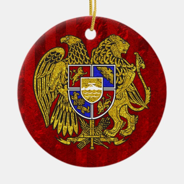 Adorno De Cerámica Escudo de armas de Armenia en rojo (Frente)