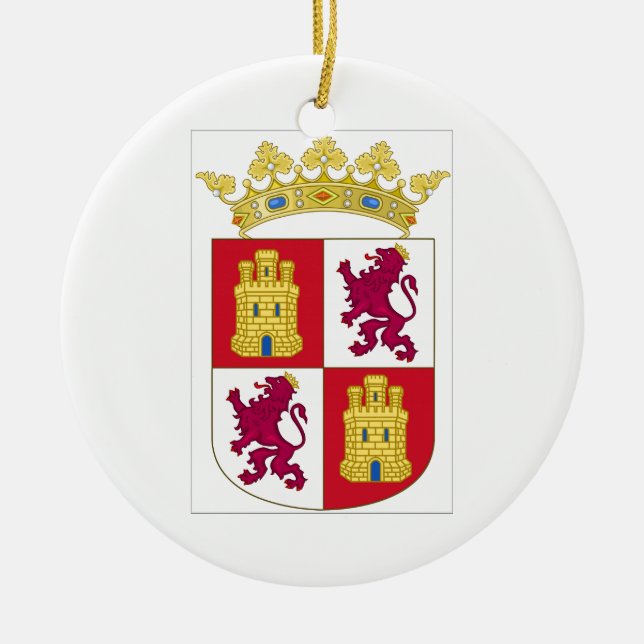 Adorno De Cerámica Escudo de armas de Castilla y León (España) (Frente)