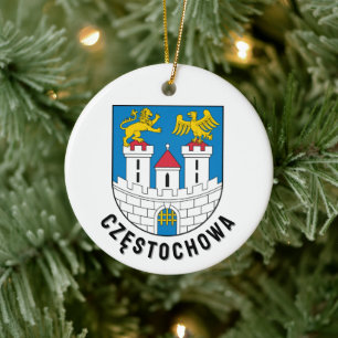 Adorno De Cerámica Escudo de Armas de Częstochowa, Polonia