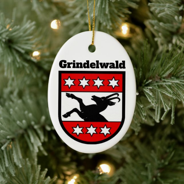 Adorno De Cerámica Escudo de armas de Grindelwald, Suiza (Árbol)
