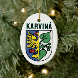 Adorno De Cerámica Escudo de armas de Karviná, República Checa