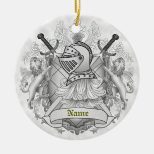 Adorno De Cerámica Escudo de Armas de la Familia Gray Knight Apellido