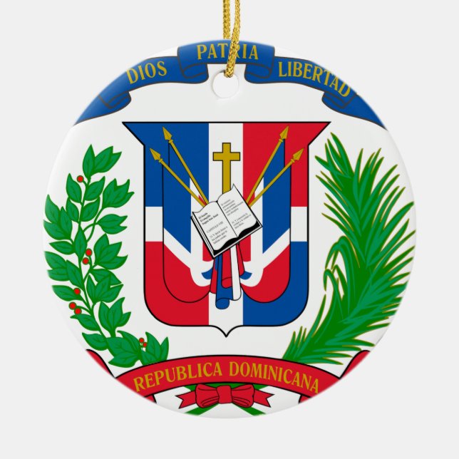 Adorno De Cerámica Escudo de armas de la República Dominicana (Frente)