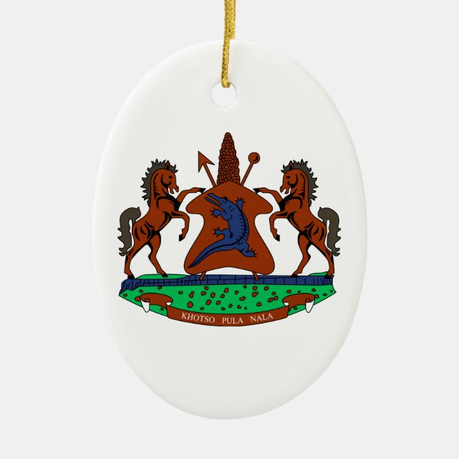 Adorno De Cerámica Escudo de armas de Lesotho (Frente)