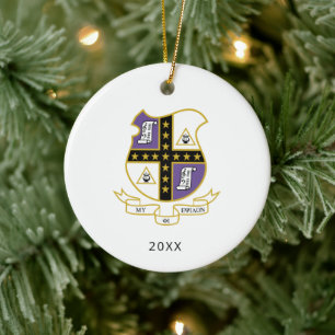 Adorno De Cerámica Escudo de Armas de Mu Phi Epsilon