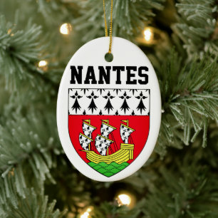 Adorno De Cerámica Escudo de Armas de Nantes, Francia