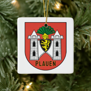 Adorno De Cerámica Escudo de Armas de Plauen, Alemania